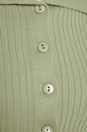 Kadın Modern Tarz Rahat Uzun Devrik Yaka Düz Kol Regular Triko Hırka