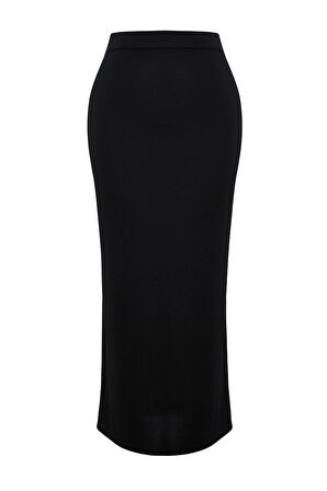 Moda Regular Düz Desen Günlük Maxi Boy Maxi Yüksek Bel Esnek Örme Etek