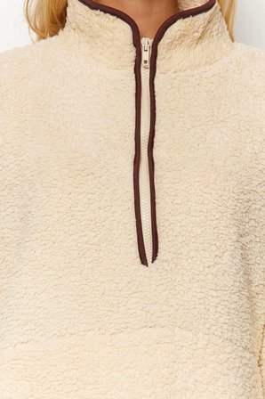 Tarz Regular Dik Yaka Düşük Kol Regular Peluş Örme Spor Sweatshirt