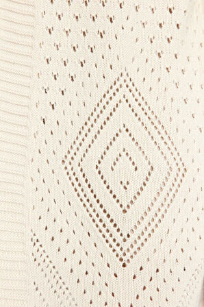 Kadın Modern Tarz Rahat Uzun V Yaka Ajurlu Kol Midi Triko Hırka