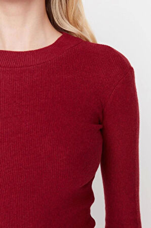 Moda Slim Casual Günlük Rejenere Kaşkorse Örme Dik Yaka Uzun Kol Bodycone Mini Boy Elbise