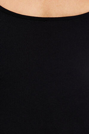 Moda Kayık Yaka Örme Slim Düz Desen Casual Günlük Regular Uzun Kol Bluz