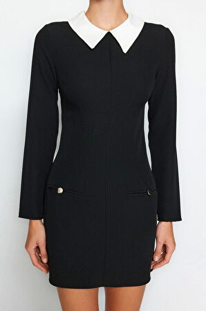 Moda Regular Gündüz Gece Finike Dokuma Gömlek Yaka Uzun Kol Bodycone Mini Boy Elbise