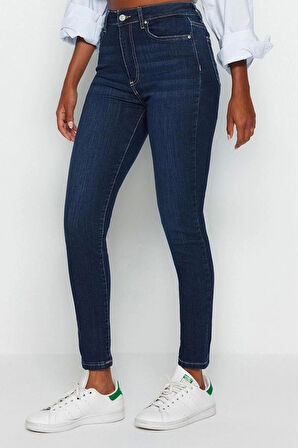 Stil Kadın Moda Denim Kot Pantolon Uzun Dar Paça Yüksek Bel Skinny Jeans