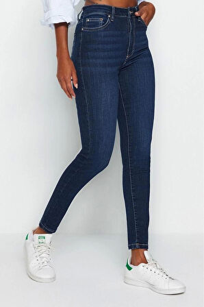 Stil Kadın Moda Denim Kot Pantolon Uzun Dar Paça Yüksek Bel Skinny Jeans