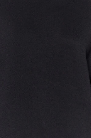 Regular Bisiklet Yaka Düşük Kol Regular Kalın İçi Polarlı Normal Kalıp Basic Örme Sweatshirt