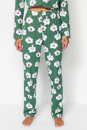 Tarz Rahat Uzun Kollu Boru Paça %100 Pamuk Tavşan Desenli Gömlek-Pantolon Örme Pijama Takımı