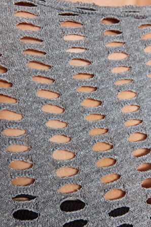 Moda Bisiklet Yaka Örme Regular Düz Desen Casual Günlük Crop Uzun Kol Bluz