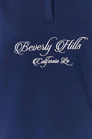 Oversize Gömlek Yaka Düşük Kol Uzun Gömlek Yaka Nakışlı Fit Kalın İçi Polarlı Örme Sweatshirt