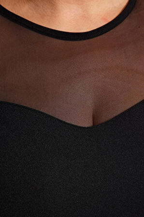 Moda Büyük Beden Bisiklet Yaka Örme Fit Düz Desen Casual Günlük Regular Uzun Kol Bluz