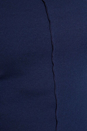 Stil Kadın Fitilli Bluz Crop Örme Fitted Kalıp Büyük Beden