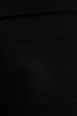 Moda Kayık Yaka Örme Slim Düz Desen Casual Günlük Uzun Uzun Kol Bluz