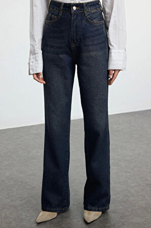 Stil Kadın Moda Denim Kot Pantolon Uzun Geniş Paça Yüksek Bel Jeans