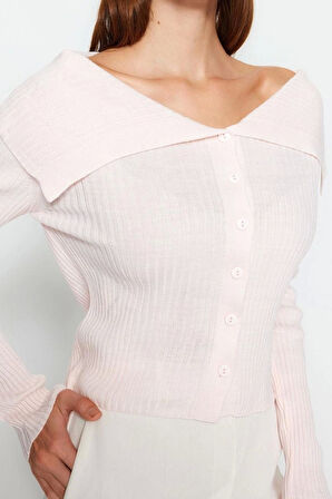 Kadın Modern Tarz Slim Devrik Yaka Regular Triko Hırka