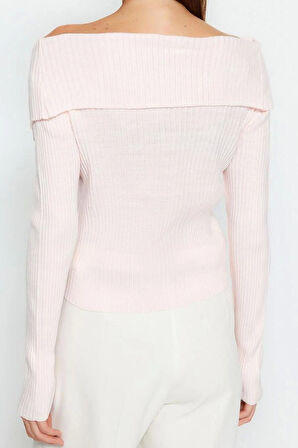 Kadın Modern Tarz Slim Devrik Yaka Regular Triko Hırka