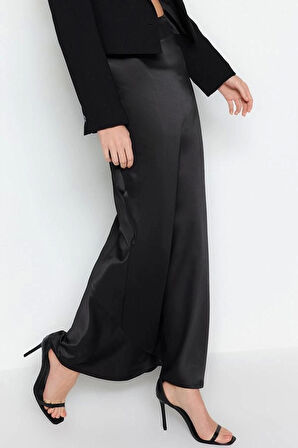 Moda Fitted Düz Desen Şık Gece Maxi Boy Dokuma Saten Uzun Etek