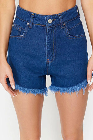 Moda Denim Normal Bel Boru Paça Plaj Siyah Denim Püsküllü Denim %100 Pamuklu Şort Bermuda