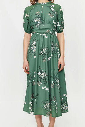 Moda Regular Günlük Jessica Dokuma Bisiklet Yaka Truvakar Kol Kol A-Line Maxi Boy Tesettür Elbise