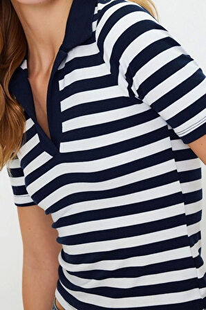 Moda Polo Yaka Örme Slim Düz Desen Resmi Regular Truvakar Kol Kol Bluz