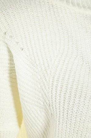 Kadın Modern Tarz Rahat Uzun Dik Yaka Düz Kol Regular Triko Kazak