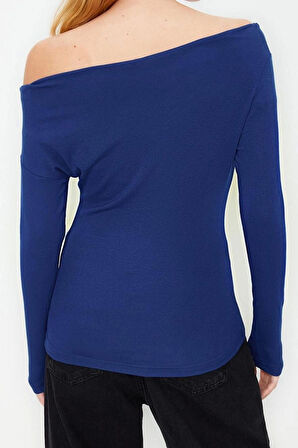 Stil Kadın Düz Yumuşak Kumaşlı Fitted Vücuda Oturan Bluz Regular Örme Slim Kalıp Düşük Kol