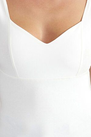 Moda Kalp Yaka Örme Slim Düz Desen Casual Günlük Crop Kolsuz Bluz