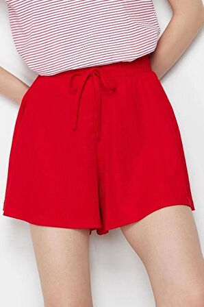 Moda Örme Normal Bel Geniş Paça Gündelik Vizon Rahat Kesim Normal Bel Bürümcük Dokulu Şort