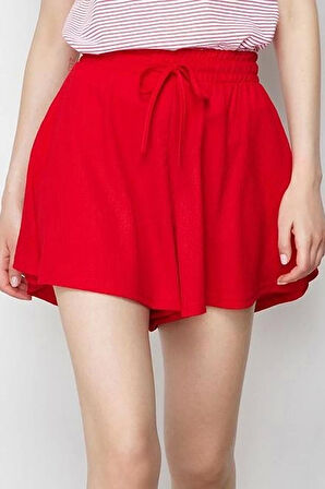 Moda Örme Normal Bel Geniş Paça Gündelik Vizon Rahat Kesim Normal Bel Bürümcük Dokulu Şort