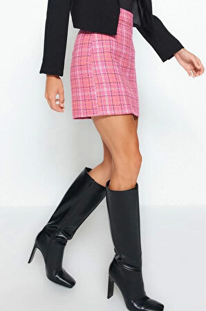 Moda Ekose Desen Resmi Mini Boy Ekose Desenli Tüvit Kumaş Mini Dokuma Etek