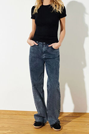 Moda Bisiklet Yaka Örme Slim Çizgili Desen Casual Günlük Regular Kısa Kol Bluz