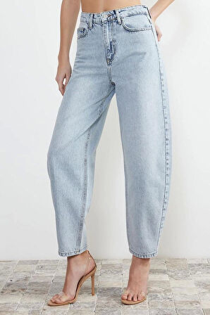 Stil Kadın Moda Denim Kot Pantolon Regular Boru Paça Yüksek Bel Jeans