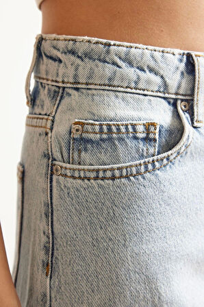 Stil Kadın Moda Denim Kot Pantolon Regular Boru Paça Yüksek Bel Jeans