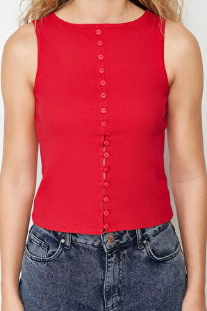 Moda Kayık Yaka Örme Slim Düz Desen Casual Günlük Regular Kolsuz Bluz