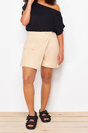 Moda Büyük Beden Kayık Yaka Dokuma Fit Düz Desen Şık gece Regular Kısa Kol Bluz