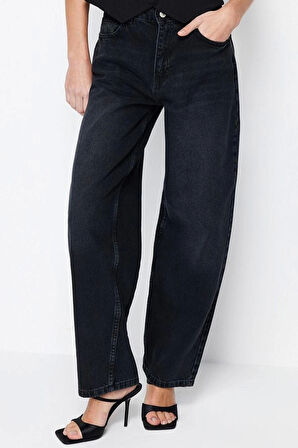 Stil Kadın Moda Denim Kot Pantolon Regular Boru Paça Mavi Düşük Bel Skater Jeans