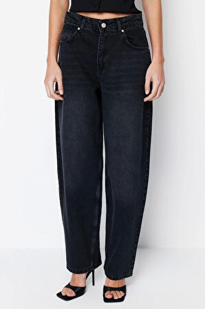 Stil Kadın Moda Denim Kot Pantolon Regular Boru Paça Mavi Düşük Bel Skater Jeans