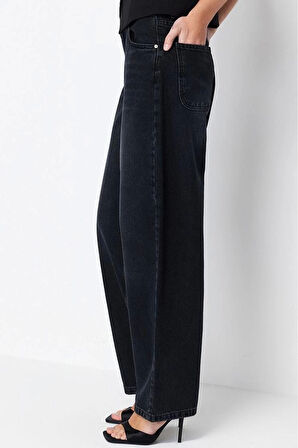 Stil Kadın Moda Denim Kot Pantolon Regular Boru Paça Mavi Düşük Bel Skater Jeans