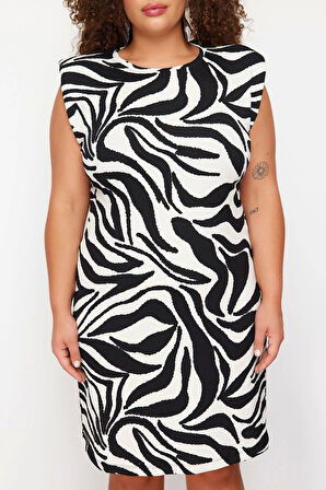 Moda Fit Casual Günlük Bürümcük Örme Bisiklet Yaka Kolsuz Kol Shift Midi Boy Büyük Beden Elbise