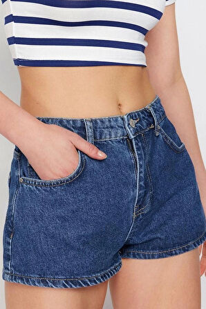 Moda Denim Düşük Bel Boru Paça Gündelik Mavi More Sustainable Düşük Bel Mini Şort Bermuda