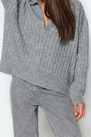 Stil Modern Kadın Regular Standart Kol Polo Yaka Yumuşak Dokulu Triko Kazak