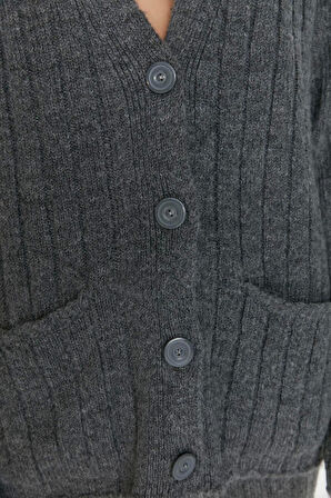 Tarz Kadın Modern Moda Normal Bel Geniş Paça V Yaka Geniş Kalıp Yumuşak Dokulu Triko Alt-Üst Takım