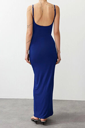 Moda Regular Casual Günlük Sandy Örme Dik Yaka Kolsuz Kol Basic Maxi Boy Elbise