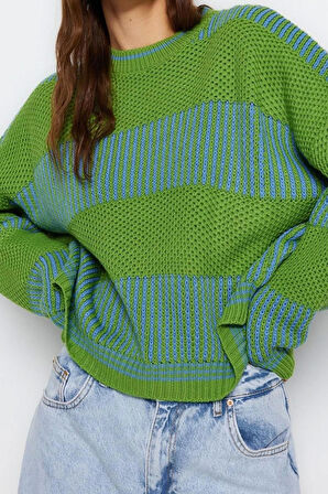 Stil Modern Kadın Regular Standart Kol Bisiklet Yaka Renk Bloklu Triko Kazak