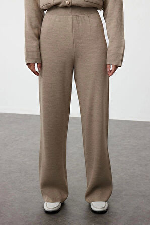 Moda Düz V Yaka Düşük Kol Casual Günlük Siyah Düğmeli Hırka-Pantolon Triko Alt-Üst Takım