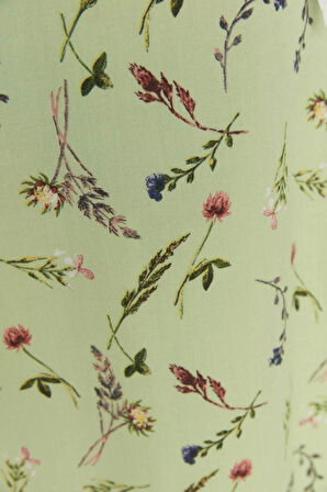 Moda Tesettür Regular Çiçekli Desen Günlük Maxi Boy Puantiye Desenli Çan Dokuma Etek