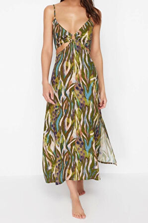 Moda Fit Mezuniyet Balo Saten Dokuma Kare Yaka Askılı Kol Shift Midi Boy Elbise