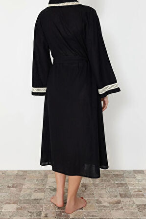 Moda Dokuma Oversize Kalıp Regular Kruvaze Ay Kol Yoryo Şifon Basic Düz Desen Kimono Kaftan