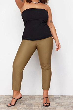 Moda Büyük Beden Kayık Yaka Örme Fit Düz Desen Casual Günlük Regular Kolsuz Bluz