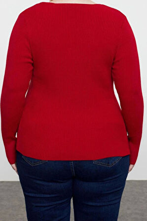 Büyük Beden Kadın Modern Tarz Rahat Uzun V Yaka Düz Kol Crop Triko Hırka Atlet Takım