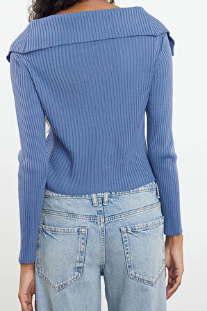 Stil Modern Kadın Regular Düşük Kol Devrik Yaka Triko Hırka